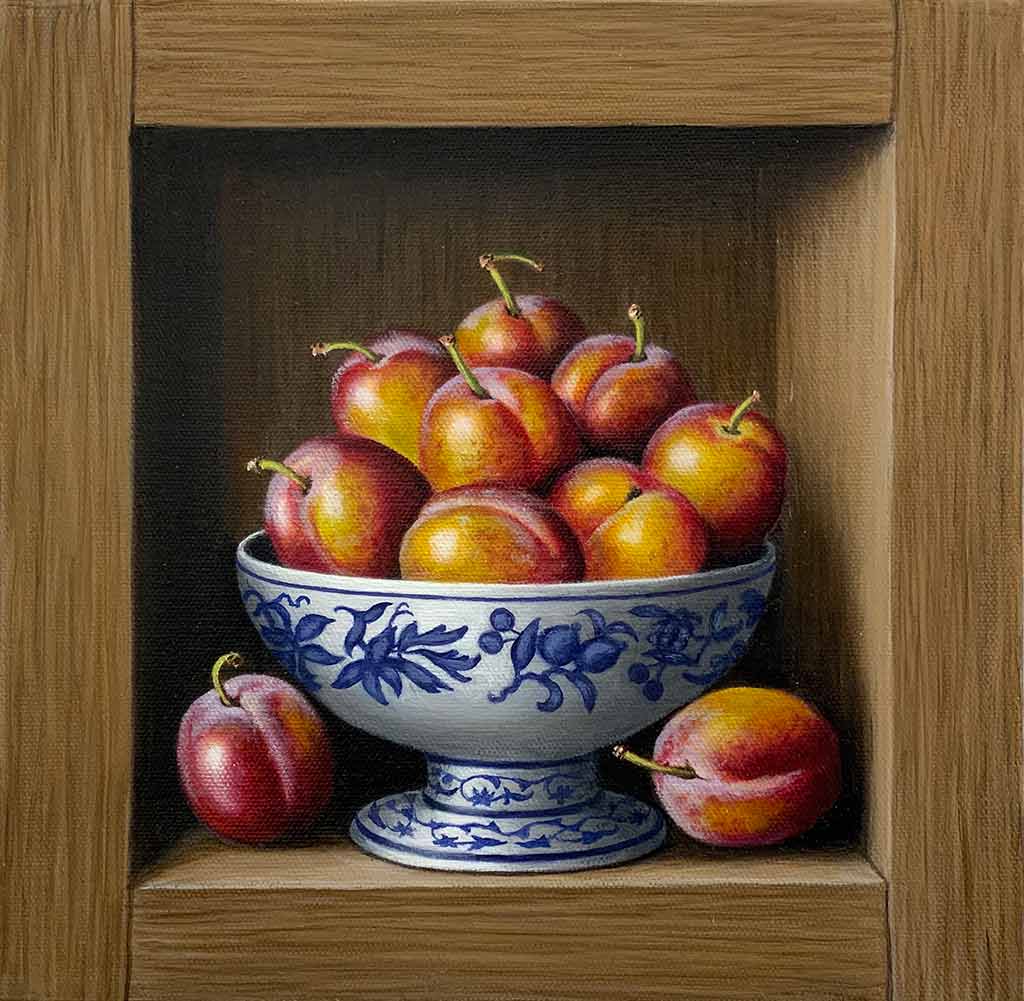 Tromp l'oeil original oil painting from Anne Songhurst. Anne Songhurst has exhibited with Norton Way Gallery, since 2007.