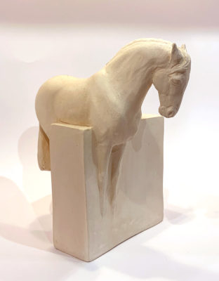 Susan Leyland at Norton Way Gallery Hertfordshire. The beautiful ceramic sculpture by equestrian artist Susan Leyland captures and depicts powerful horses emerging from solid clay bases. They are minimal, elegant and beautiful works of art.