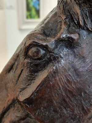 Deborah Burt at Norton Way Gallery Hertfordshire. This beautiful foundry bronze sculpture from Deborah Burt is an original artwork. It is a bust of a Thoroughbred Horse.