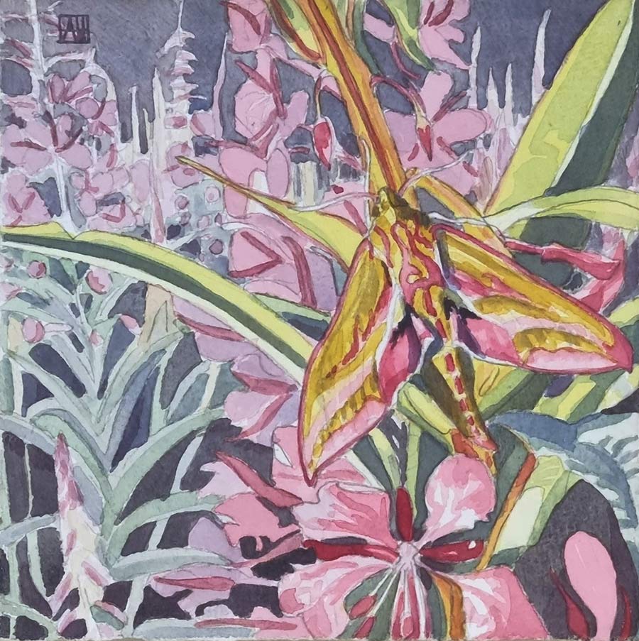 Amie Haslen at Norton Way Gallery, Hertfordshire. This original artwork by British artist, Amie Haslen is painted in acrylics. It depicts a summer flowers.