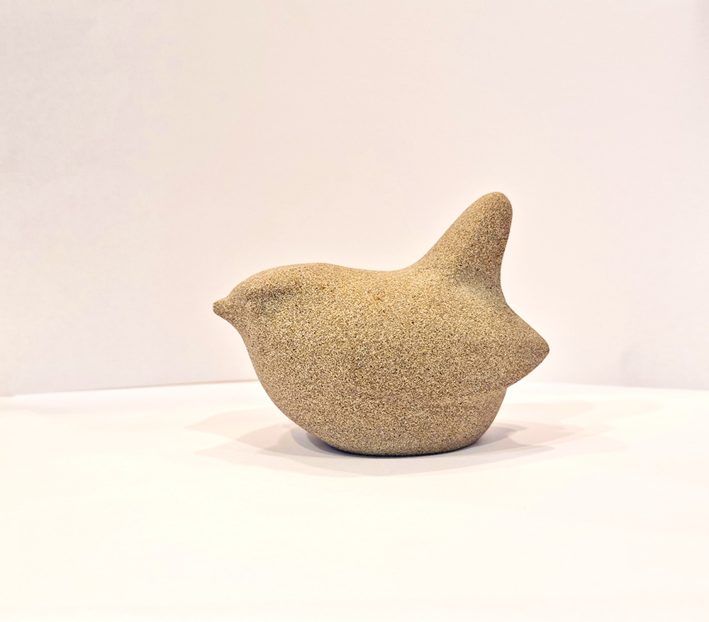Jennifer Tetlow: This original stone carving by Jennifer Tetlow is an original work of art, it is original, elegant and beautiful. It depicts an elegant Wren bird. It is a Jennifer Tetlow original stone carving in York stone.