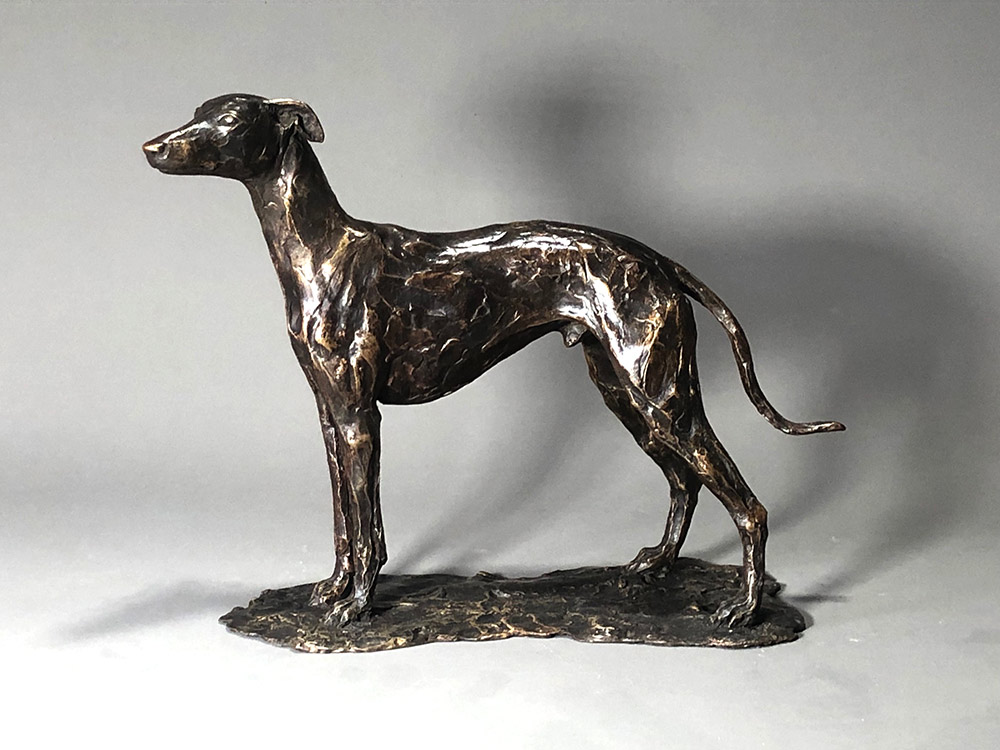 Stuart Anderson original art. Stuart Anderson at Norton Way Gallery Hertfordshire. Warm and full of vitality, Stuart Anderson creates bronze sculptures that capture the life and energy of the animal or human that they portray. An original Stuart Anderson sculpture.