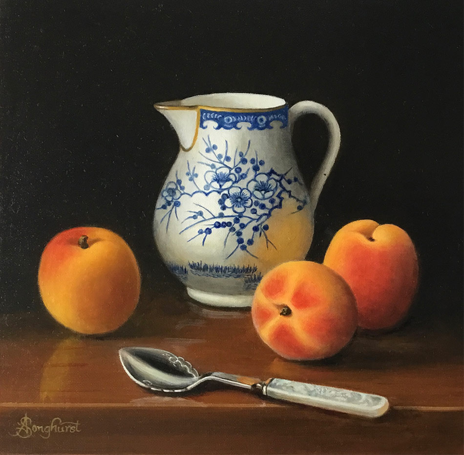 Anne Songhurst:Anne Songhurst oil painting at Norton Way Gallery Hertfordshire.
