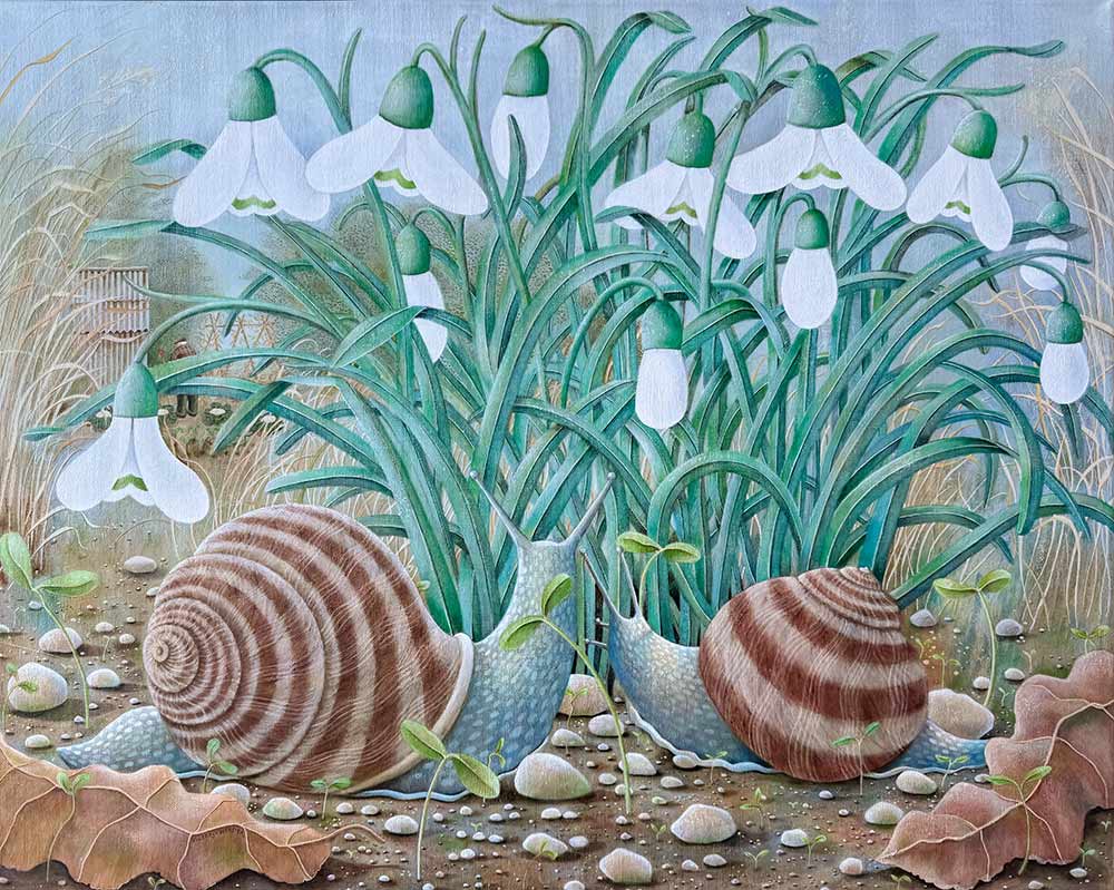 Acrylic on Fine Italian Linen Board 16″ x 16″ Framed Victoria Webster: Victoria Webster’s paintings are full of wit and irreverence, with her honed illustrative style translating itself into pared down shapes and salient forms. In her images familial bonds run deep and there is quietness and ease in which the figures, birds or beasts occupy the space. Each painting is an original Victoria Webster artwork.
