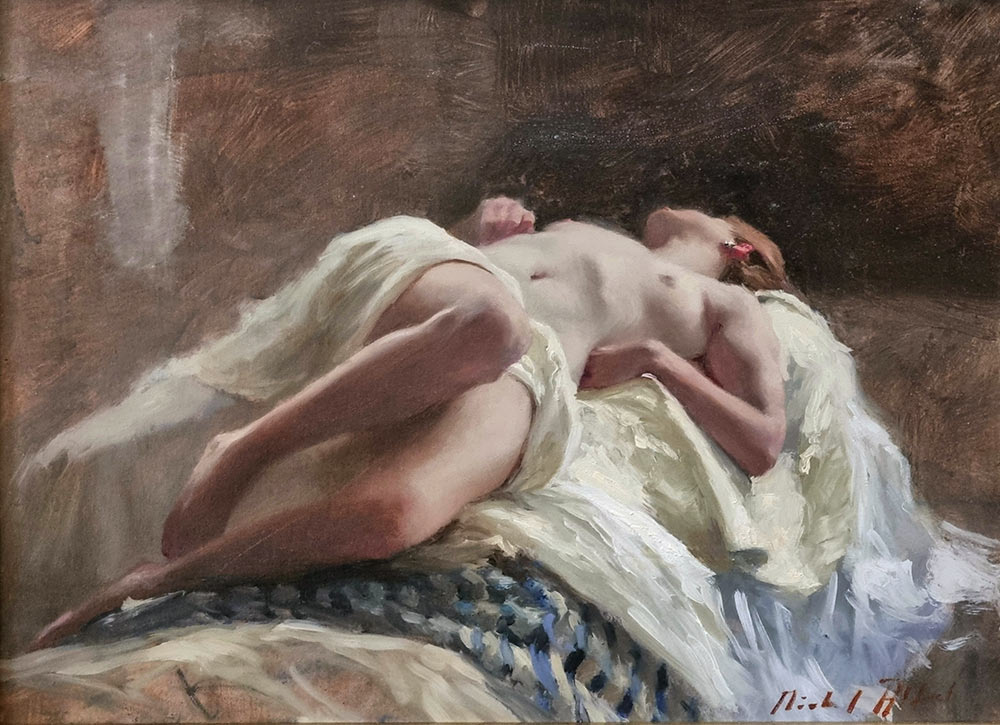 Michael Alford: Michael Alford at Norton Way Gallery. This oil painting is a life study by artist Michael Alford, and is an original oil painting.