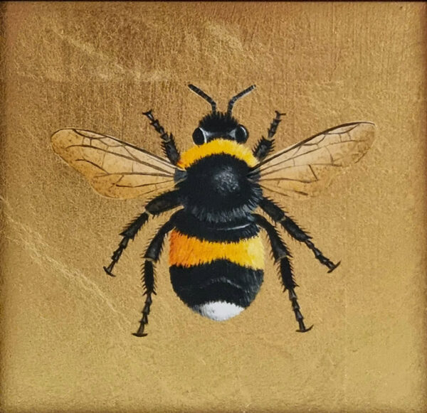Clive Meredith at Norton Way Gallery Hertfordshire. Beautiful, original oil and gold leaf botanical painting.