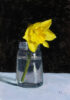 This original oil painting, by Rosemary Lewis, is of a yellow Daffodil in a glass jar. It is an original Rosemary Lewis work of art.