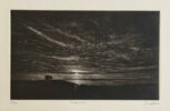 Susan Davies: Susan Davies original art at Norton Way Gallery. This beautiful original Mezzotint aritst's print is an original artwork from Susan Davies. It is created in tones of velvety blank ink and is an original work of art. It depicts a moonlit seascape and lone building.