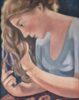 Liz Ridgway at Norton Way Gallery Hertfordshire. This beautiful, original oil painting by Liz Ridgway is an original work of art. It depicts a young woman brushing her hair.