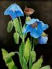 Andrew Tewson Art at Norton Way Gallery. This beautiful oil painting is an original artwork by artist Andrew Tewson. It depicts a tiny wren on a blue poppy.