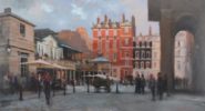 Beautiful original oil painting Piazza Covent Garden. This Oil on Canvas work by Michael Alford shows a street scene