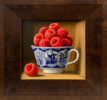 This beautiful Anne Songhurst, original oil painting is exhibited at Norton Way Gallery. This is an original painting of Raspberries in a Porcelain Cup.