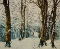 Jo Barry RE at Norton Way Gallery, Hertfordshire. This original artwork by British artist, Jo Barry is an original etching. It depicts a snowy woodland landscape.