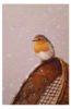 This beautiful original oil painting by Neil Cox, shows a winter helper robin perched on a basket in the snow.